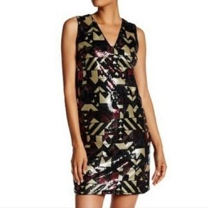 NWT Nicole Miller Metallic Sequin Cocktail Dress 8
